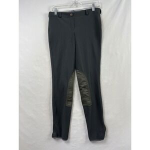 TuffRider Breeches Women 28 Dark Charcoal Ribb Lowrise Pull On Knee Patch Pants